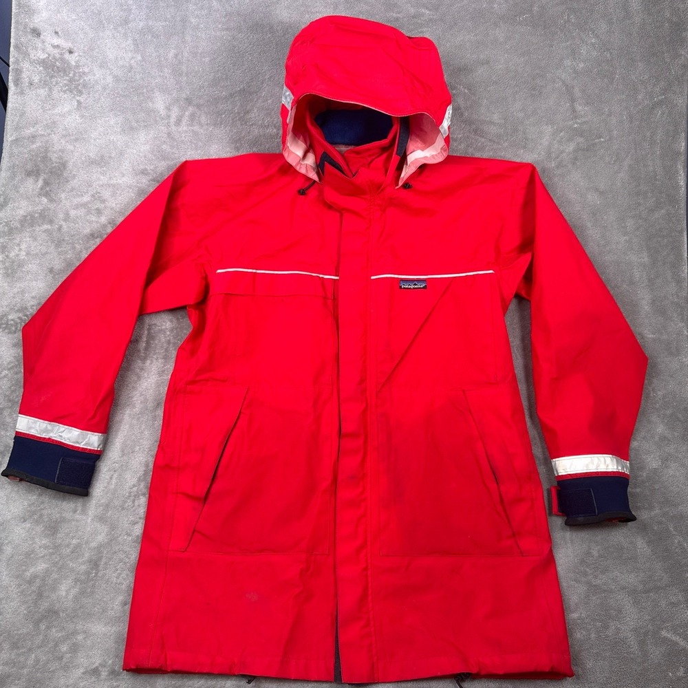 Patagonia Rain Parka Jacket Mens M Red Vintage Sample 90s Reflective Rare